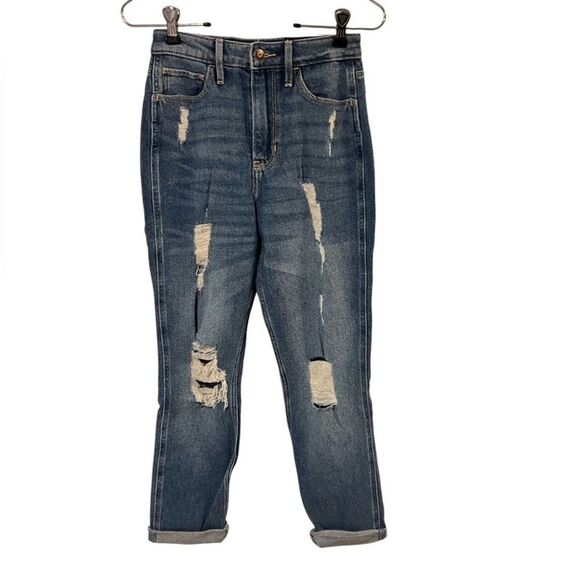 Hollister Women’s Ultra High-Rise Distressed Mom Jean Size 00R 90's - Picture 2 of 11